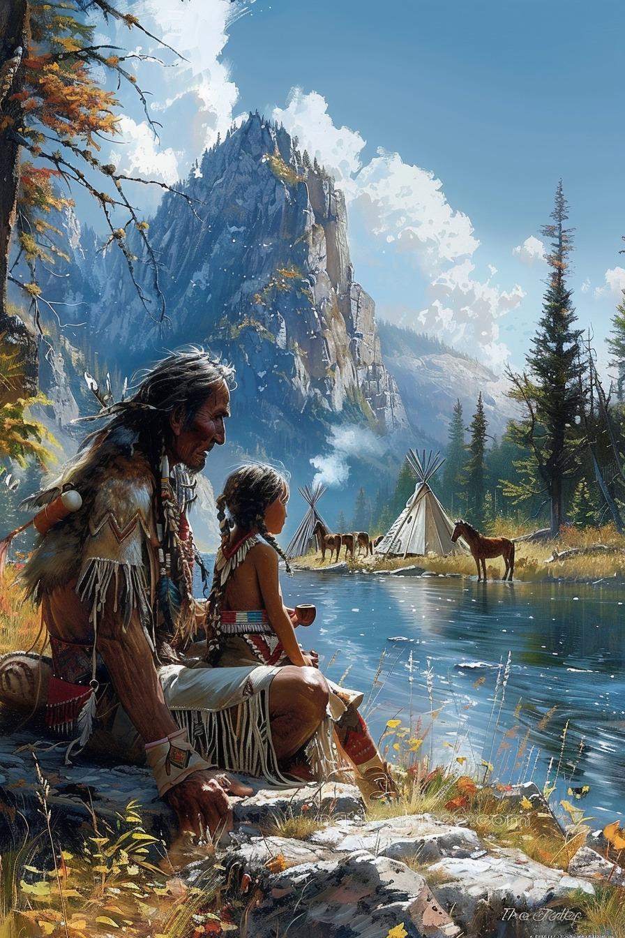 Native Reflections Reflections of Tradition and Nature Native American Canvas – NativeShinee