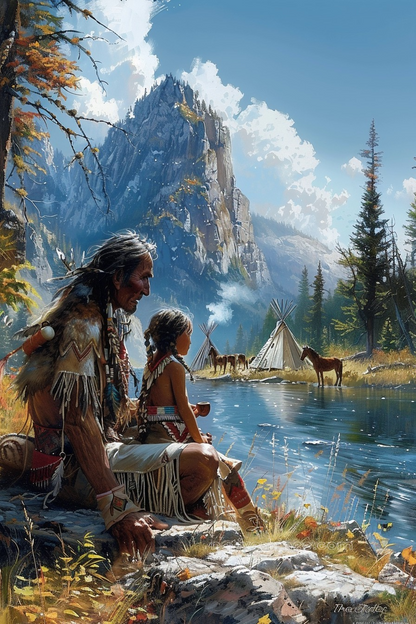 Reflections of Tradition and Nature Native American Canvas