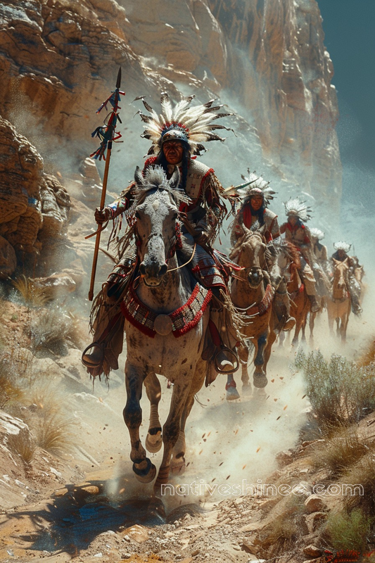 Courageous Hearts on Sacred Path Native American Horse Canvas