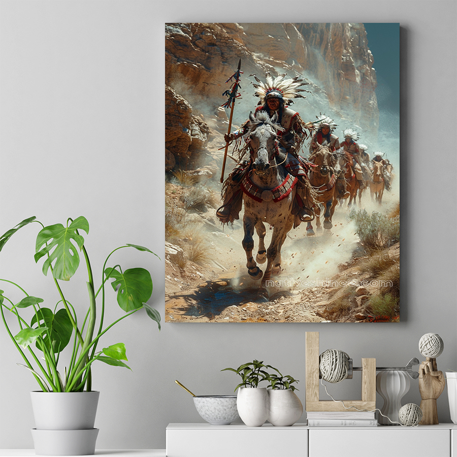 Courageous Hearts on Sacred Path Native American Horse Canvas