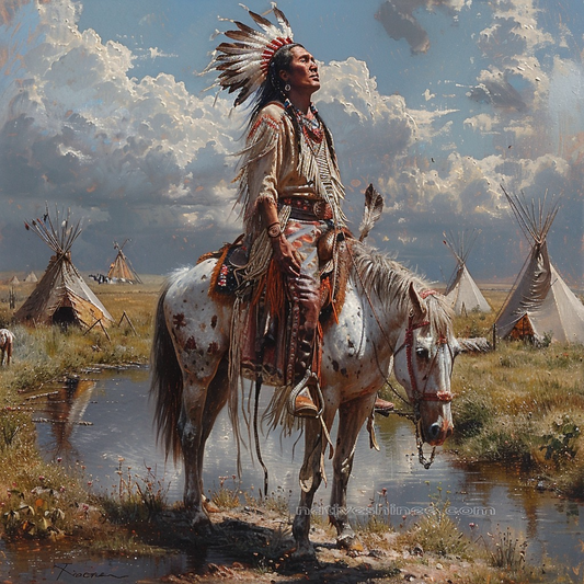 Reflections of a Warrior's Heart Native American Horse Canvas