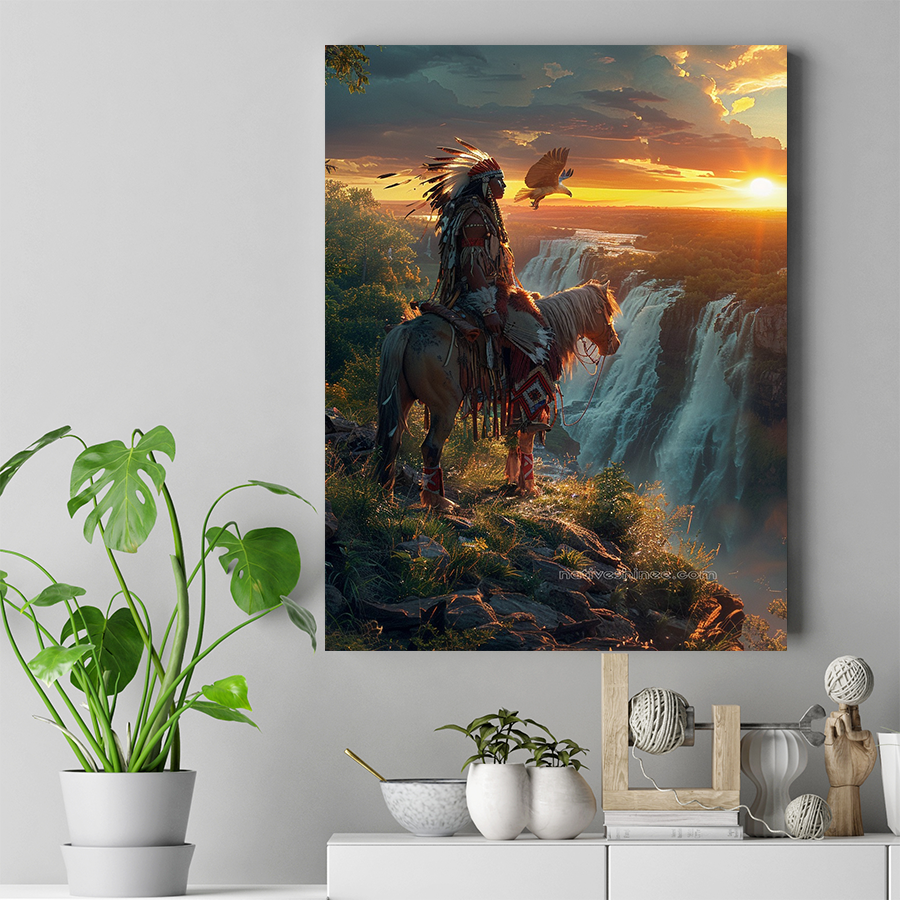 Sacred View of Nature Native American Horse Canvas