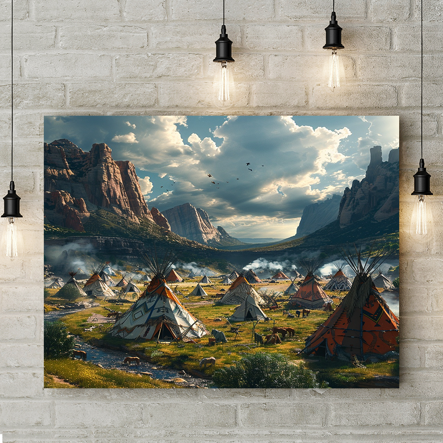 Sanctuary in the Valley Native American Canvas