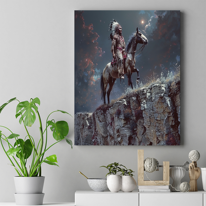 The Courage of a Native Rider Horse Canvas