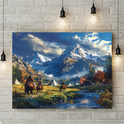 Morning Light Over the Valley Native American Horse Canvas