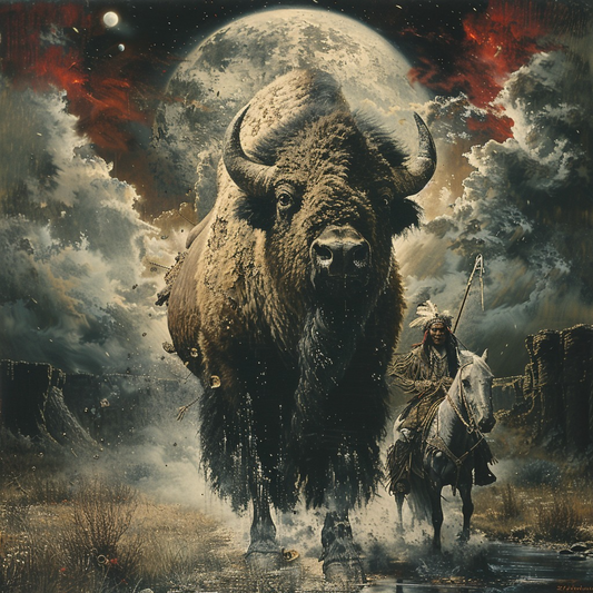 Mysteries of the Ancient Land Native American Bison Canvas