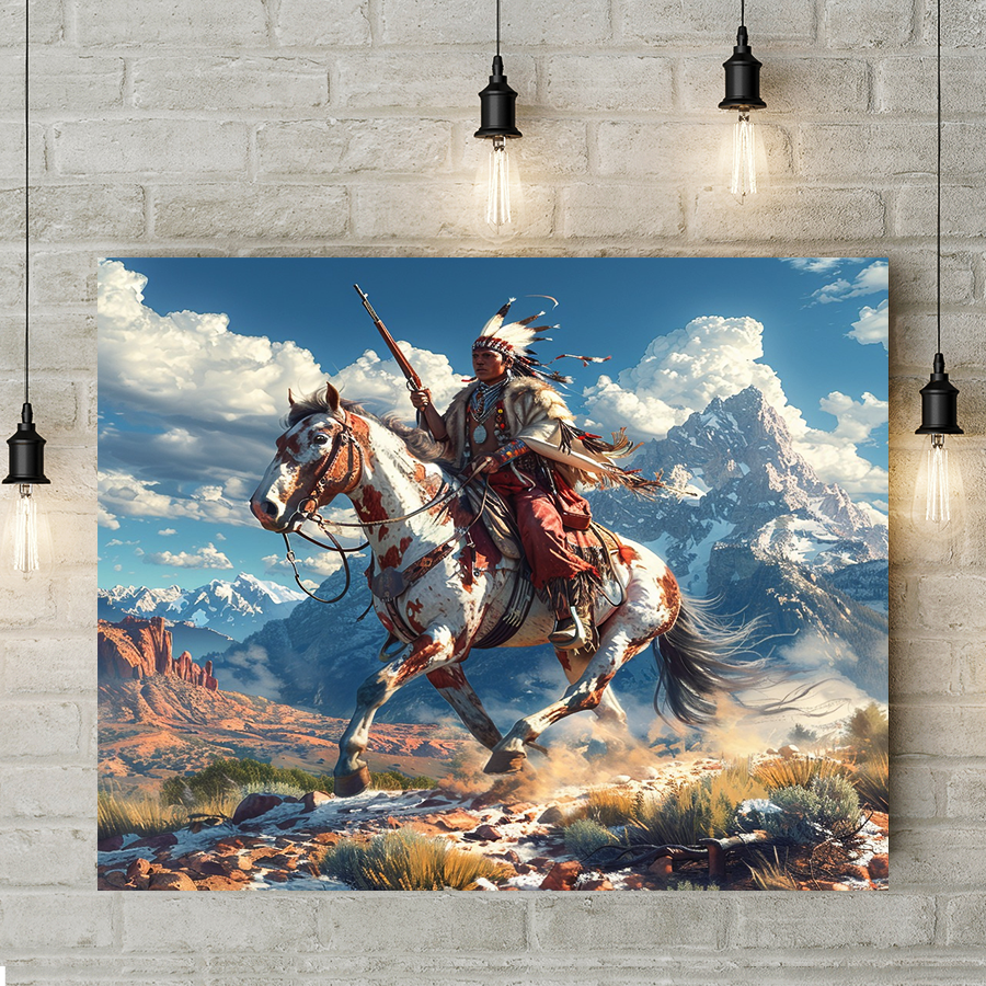 The Warrior's Path Under Heaven Native American Horse Canvas