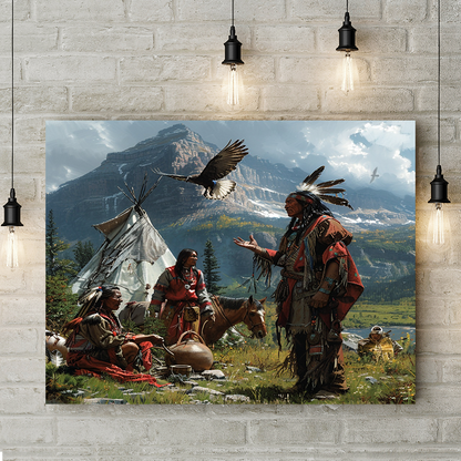 Conversations with Nature Native American Horse Canvas