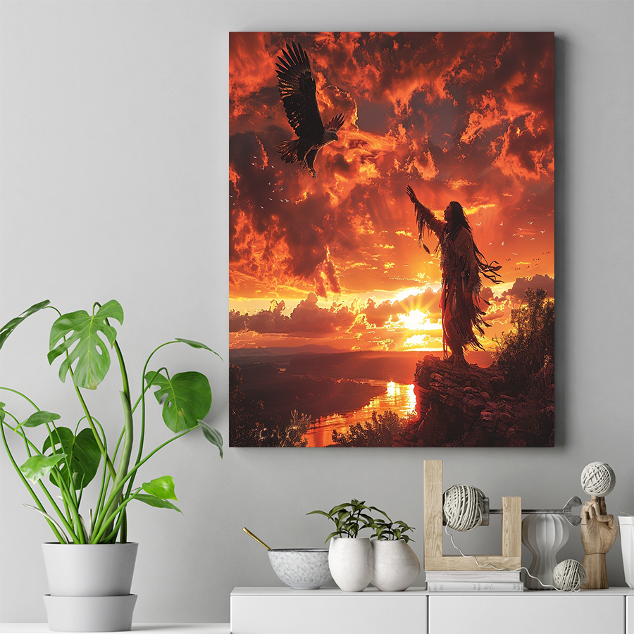 Reaching for the Sacred Skies Native American Eagle Canvas