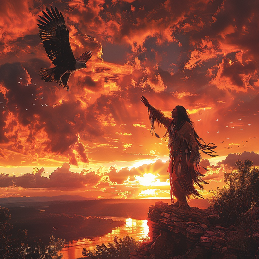 Reaching for the Sacred Skies Native American Eagle Canvas
