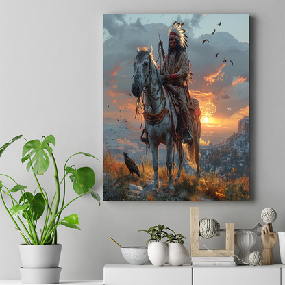 Sentinel of the Sunrise Native American Horse Canvas