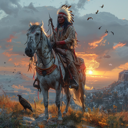 Sentinel of the Sunrise Native American Horse Canvas