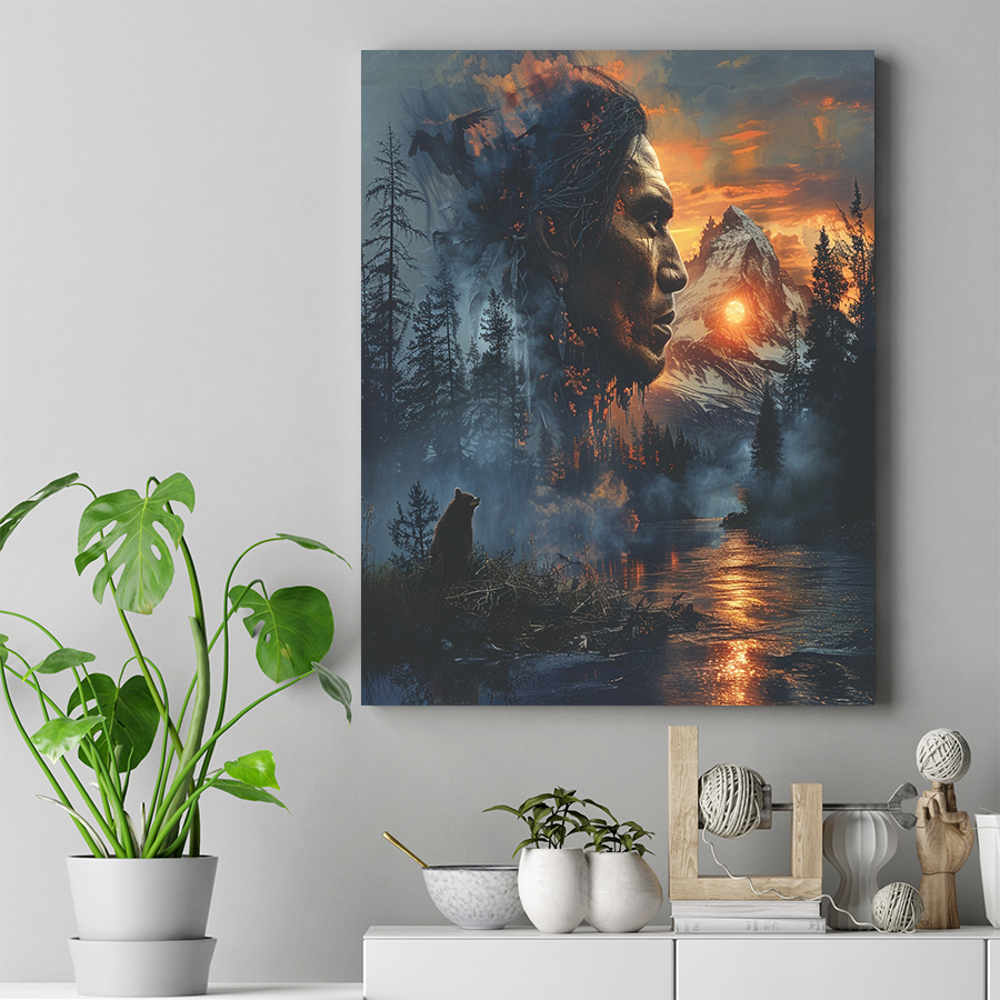 Reflections of the Wilderness Native American Bear Canvas