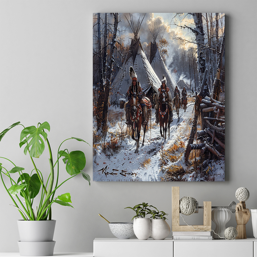 Warriors of the Winter Path Native American Horse Canvas