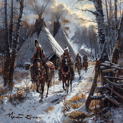 Warriors of the Winter Path Native American Horse Canvas