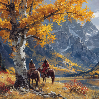 The Beauty of the High Country in Fall Native American Horse Canvas