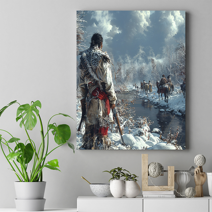 Through the Snowbound Lands Native American Horse Canvas