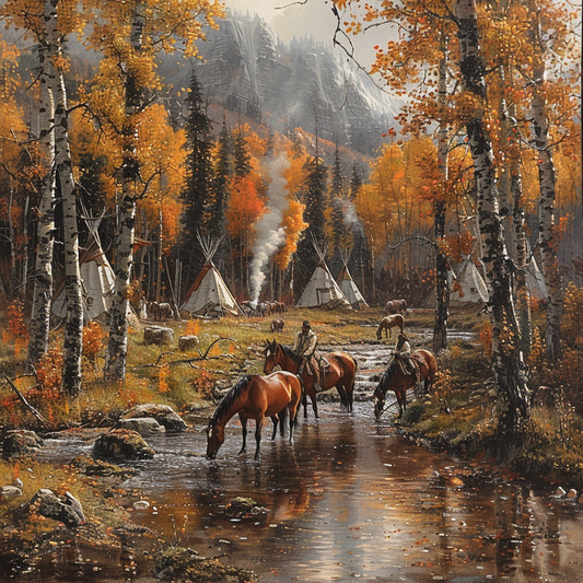 Autumn Hues of the Sacred Grove Native American Horse Canvas