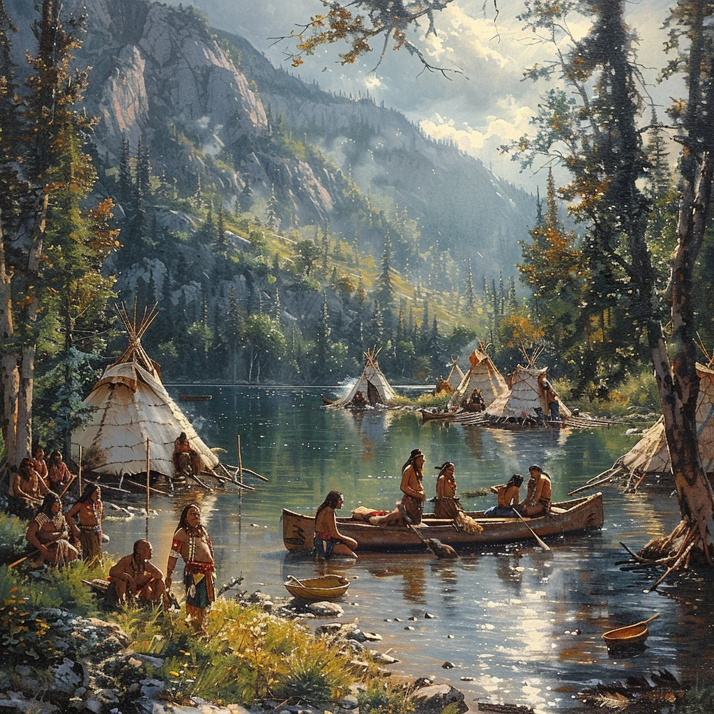 Echoes Across the River Native American Canvas