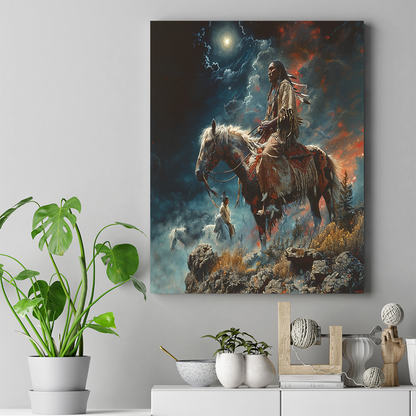 Warriors of the Twilight Native American Horse Canvas