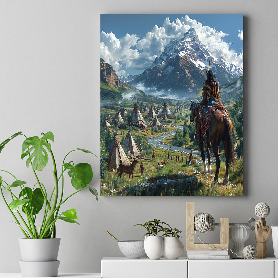 Gaze Upon the Ancestral Grounds Native American Horse Canvas
