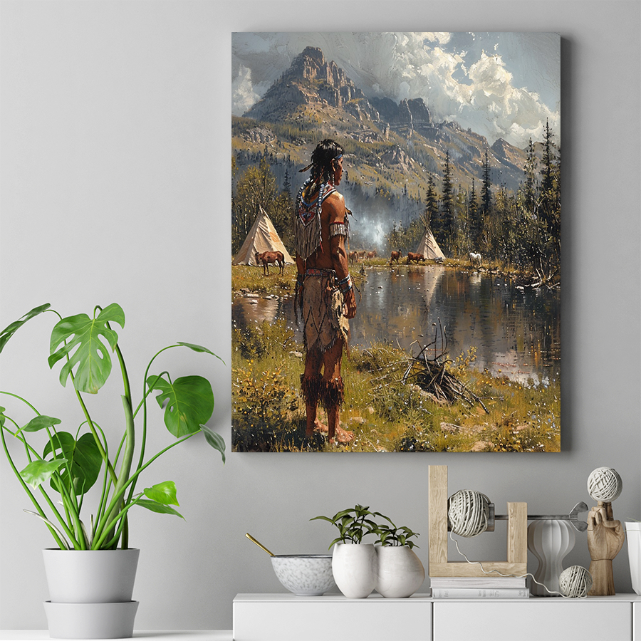 Standing Watch Over Ancestral Lands Native American Canvas