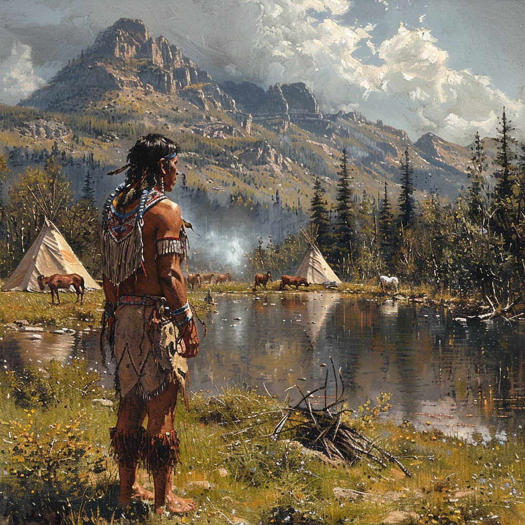 Standing Watch Over Ancestral Lands Native American Canvas