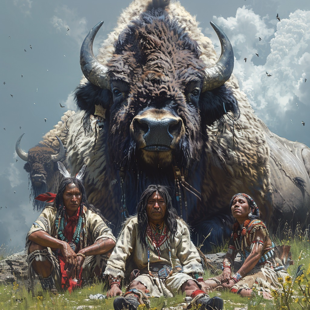 Guardians of the Bison Spirit Native American Bison Canvas – NativeShinee