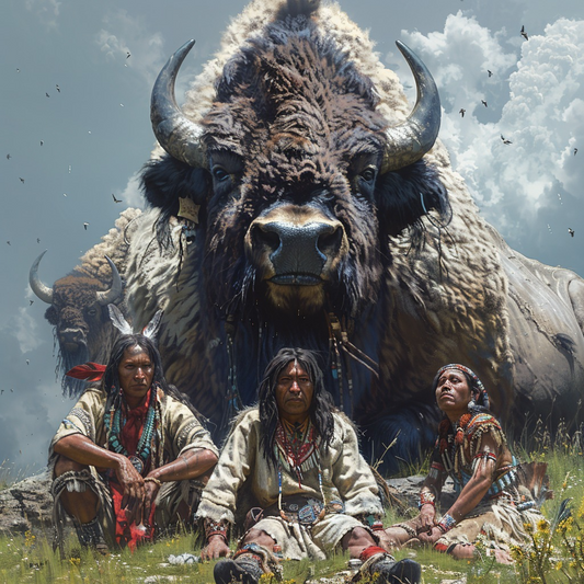 Guardians of the Bison Spirit Native American Bison Canvas