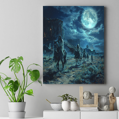 Moonlit Journey Native American Horse Canvas