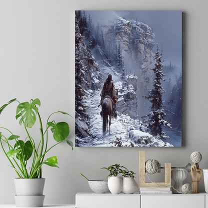 Path of the Lone Traveler Native American Horse Canvas