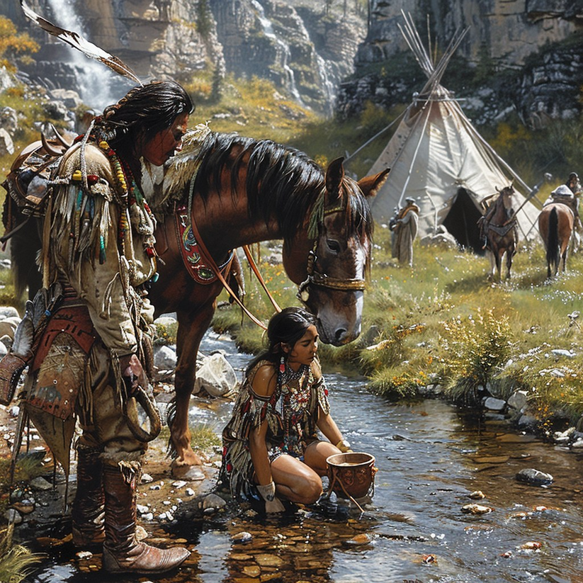 Mountain Spring Gathering Native American Horse Canvas – NativeShinee