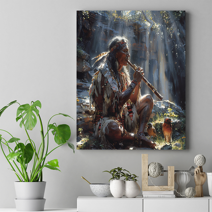 Flutist of the Forest Native American Canvas