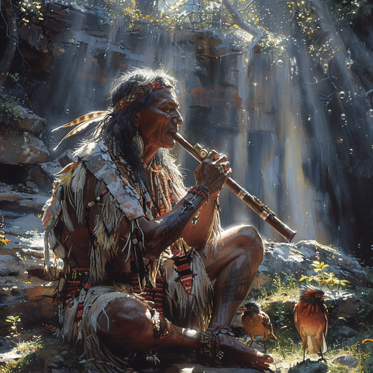 Flutist of the Forest Native American Canvas