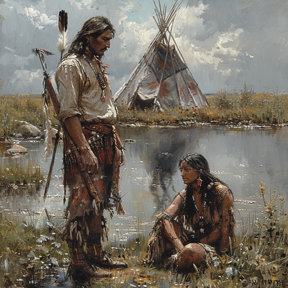 Waterside Whispers Native American Canvas