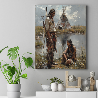 Waterside Whispers Native American Canvas