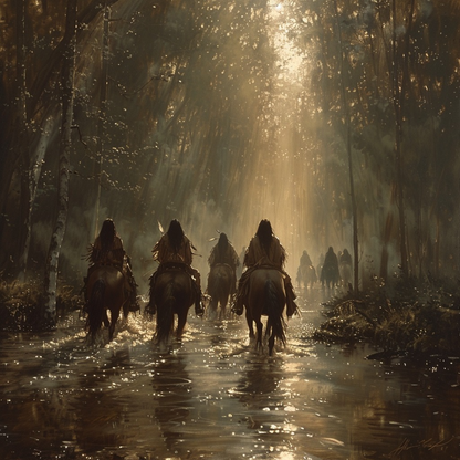 Journey through the Whispering Woods Native American Horse Canvas