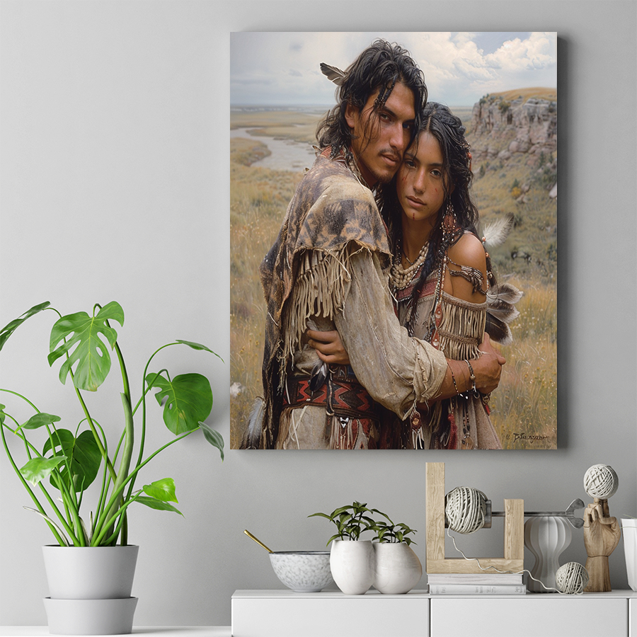 Heartbeat of Tradition Native American Couples Canvas