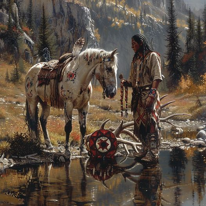 Native Horse in the Forest Canvas