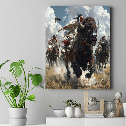 Charge of the Bison Brigade Native American Bison Canvas