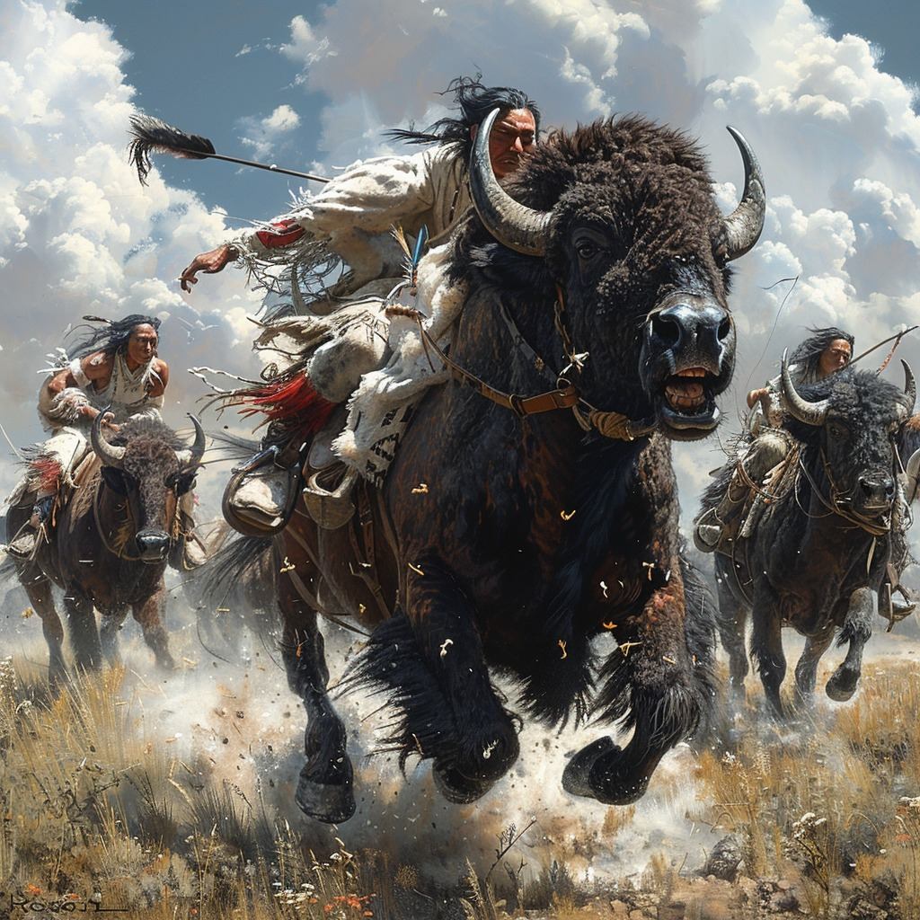 Charge of the Bison Brigade Native American Bison Canvas