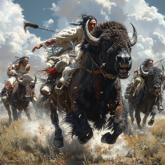 Charge of the Bison Brigade Native American Bison Canvas