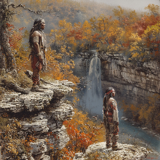 Overlook to the Past Falls Native American Canvas