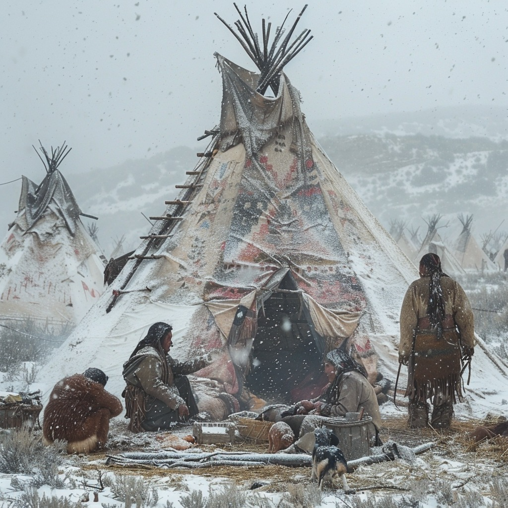 Quiet of the Winter Camp Native American Canvas