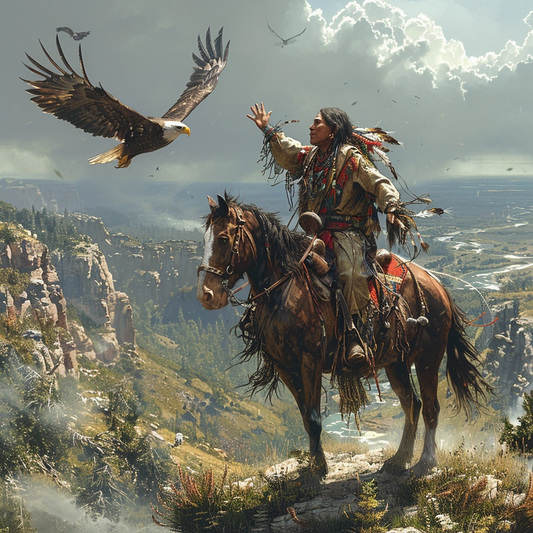 The Messenger's Arrival Native American Horse Eagle Canvas