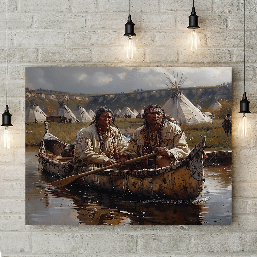 Paddling Through History Native American Canvas