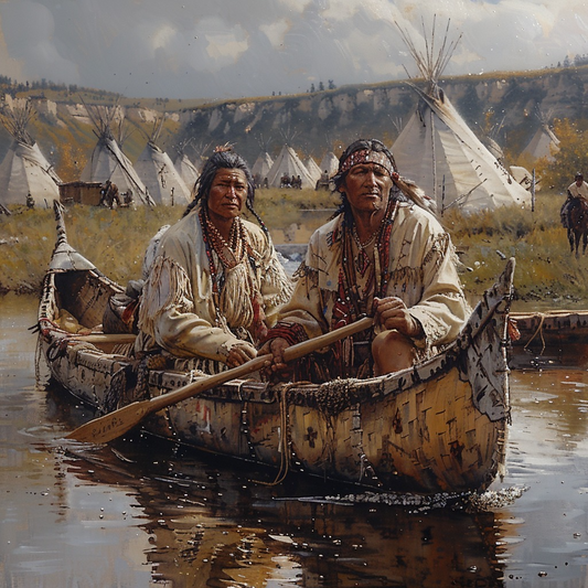 Paddling Through History Native American Canvas