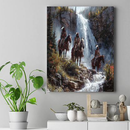 Riders by the Rushing Waters Native American Horse Canvas