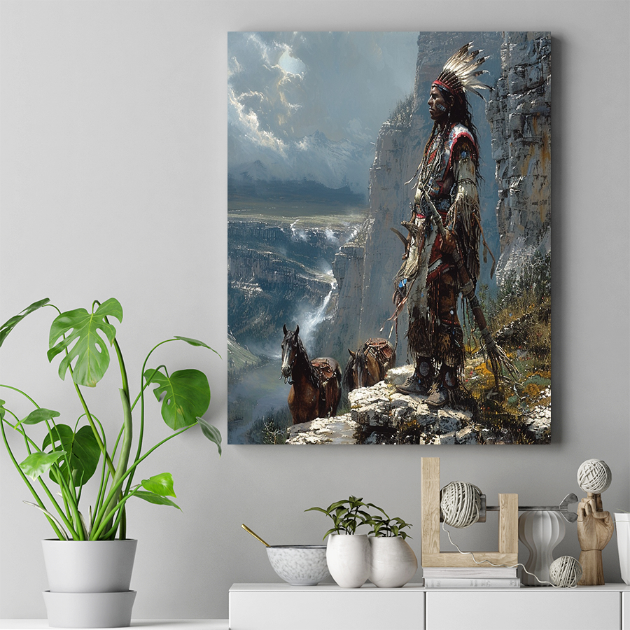 Sentinel of the Spirit Canyon Native American Horse Canvas