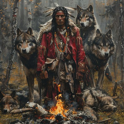 Mystic Wolves of the Wild Native American Wolf Canvas